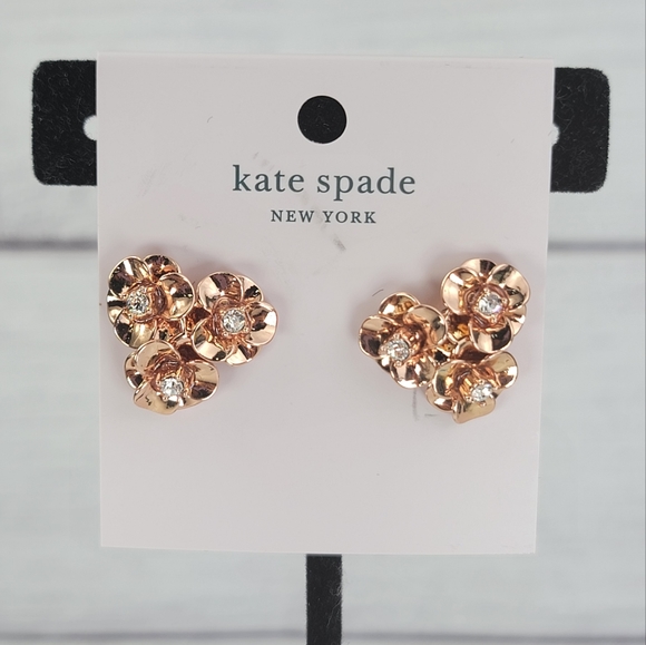 Kate Spade New York Shine On Pave Flower Cluster Rose Gold Earrings
